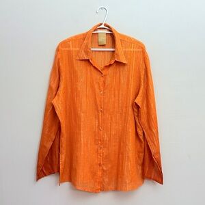 Vintage Cotton Ginny Plus Orange Sparkle Weaved Blouse & Ombre Sleeves